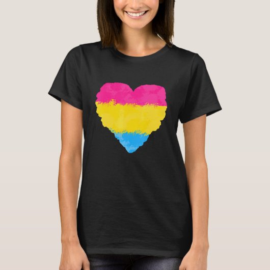 Liefde Leuk De Panseksueel Vlag Hart Pride LGBT T-shirt (Voorkant)