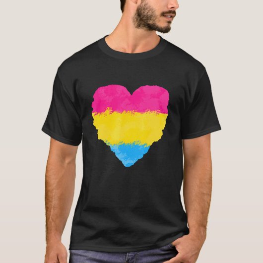 Liefde Leuk De Panseksueel Vlag Hart Pride LGBT T-shirt (Voorkant)