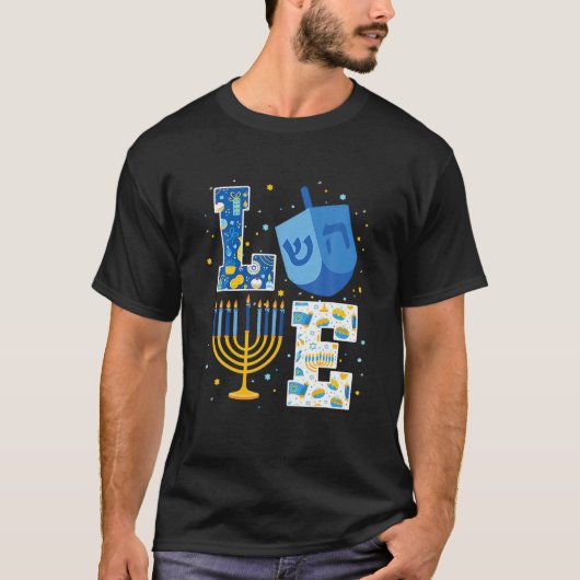 LIEFDE Leuke Chanoeka Decoraties Dreidel T-shirt (Voorkant)