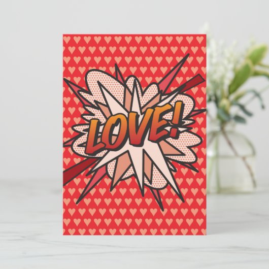 LIEFDE Leuke Retro Stripboek Pop Art Kaart (Staand voorkant)