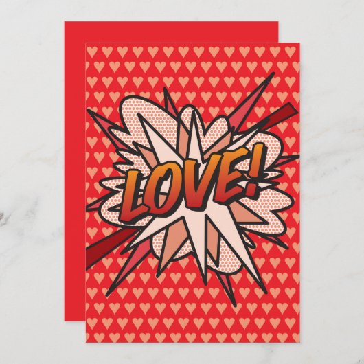 LIEFDE Leuke Retro Stripboek Pop Art Kaart (Voorkant / Achterkant)