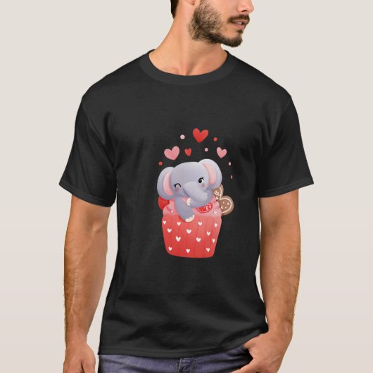 Liefde leuke valentijn-olifant t-shirt (Voorkant)