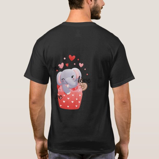 Liefde leuke valentijn-olifant t-shirt (Achterkant)