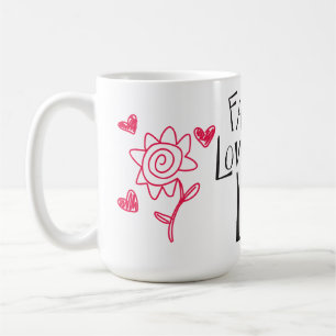 Liefde Leven Geluk Houding Rode Harten & Bloemen Koffiemok