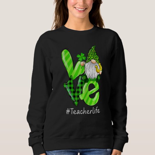 Liefde Levenaar Gnome Funny St Patrick's Day Sha Trui (Voorkant)