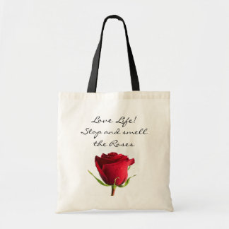 Liefde levensstop en Rozen roodroze Canvas tas
