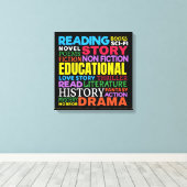 Liefde Lezen Boeken - Genre Word Art Canvas Afdruk (Insitu (Houten vloer))