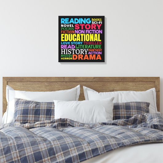 Liefde Lezen Boeken - Genre Word Art Canvas Afdruk (Insitu (Slaapkamer))