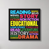 Liefde Lezen Boeken - Genre Word Art Canvas Afdruk (Voorkant)