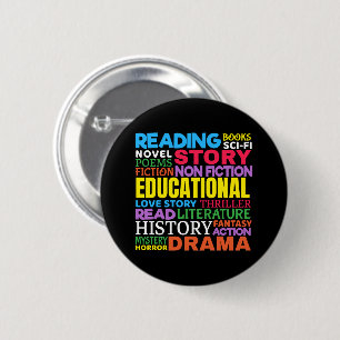 Liefde Lezen Boeken - Genre Word Art Ronde Button 5,7 Cm