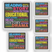 Liefde Lezen Boeken - Genre Word Art Sticker (Voorkant)