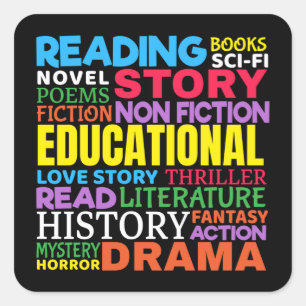 Liefde Lezen Boeken - Genre Word Art Vierkante Sticker