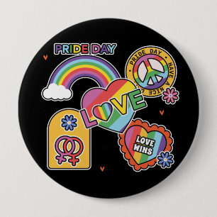 Liefde. LGBT+Pride. Pride dag. Regenboogliefde. Bu Ronde Button 4,0 Cm