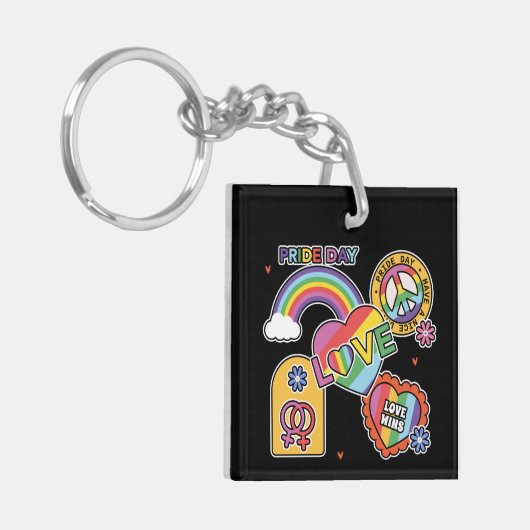 Liefde. LGBT+Pride. Pride dag. Regenboogliefde. Ke Sleutelhanger (Voorkant Links)