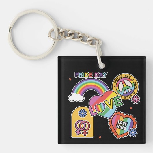 Liefde. LGBT+Pride. Pride dag. Regenboogliefde. Ke Sleutelhanger (Voorkant)