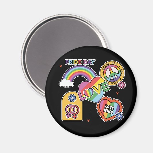 Liefde. LGBT+Pride. Pride dag. Regenboogliefde. Magneet (Voorkant / Achterkant)