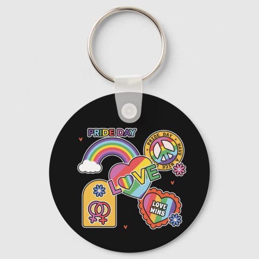 Liefde. LGBT+Pride. Pride dag. Regenboogliefde. Sleutelhanger (Voorkant)