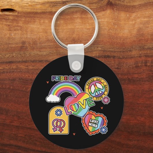 Liefde. LGBT+Pride. Pride dag. Regenboogliefde. Sleutelhanger (Voorkant)