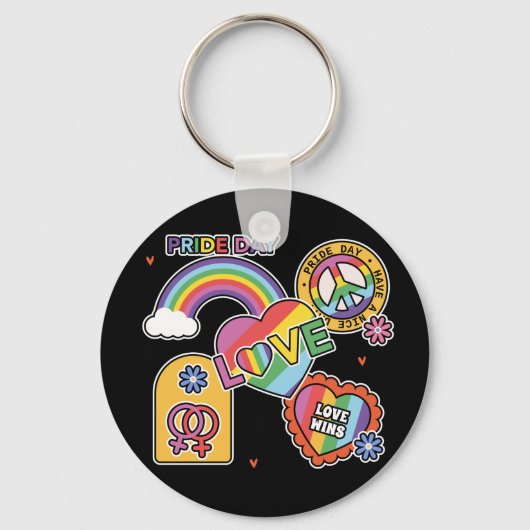 Liefde. LGBT+Pride. Pride dag. Regenboogliefde. Sleutelhanger (Voorkant)