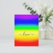 Liefde LGBT Rainbow Pride Ombre Script Swash Briefkaart (Staand voorkant)
