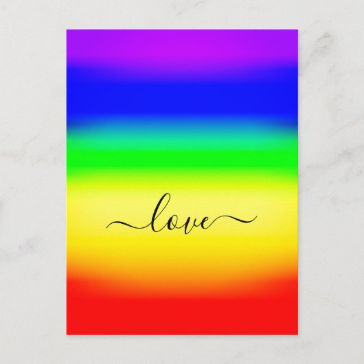 Liefde LGBT Rainbow Pride Ombre Script Swash Briefkaart (Voorkant)