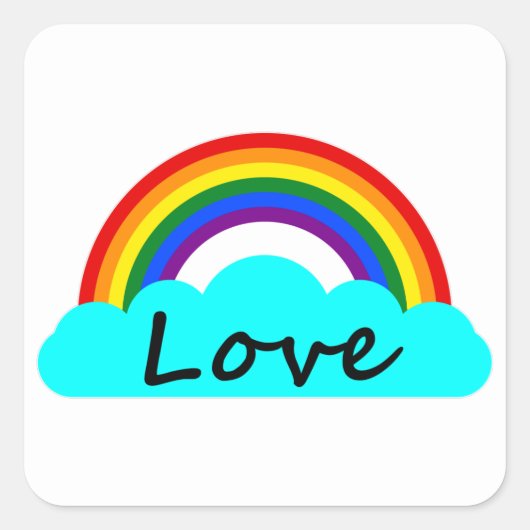 Liefde - LGBT Regenboog Vierkante Sticker (Voorkant)