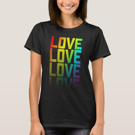 Liefde LGBTq+ Rainbow Gay Pride Tekst Vervagen Gra T-shirt (Voorkant)