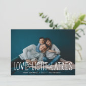 Liefde, licht en latkes | Hanukkah-fotokaart Feestdagenkaart (Staand voorkant)
