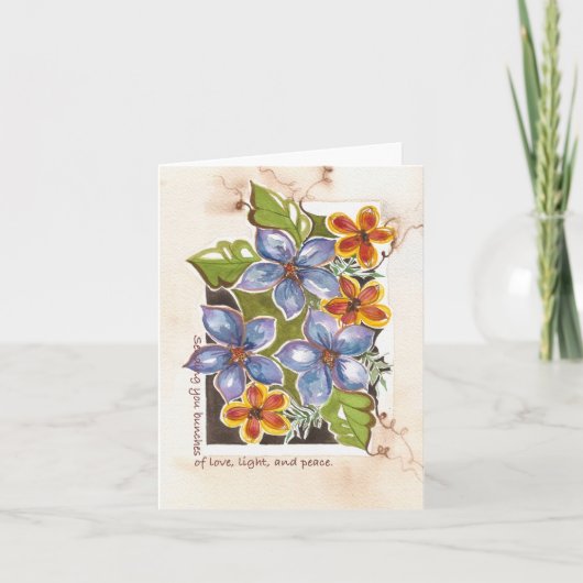 Liefde, licht en vrede Waterverf Floral Notecard Kaart (Voorkant)