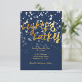 Liefde & Licht | Faux Folie Bokeh Chanoeka Diner Kaart (Staand voorkant)