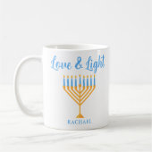 Liefde & Licht Gepersonaliseerde Chanoeka Menorah  Koffiemok (Links)
