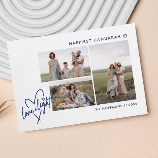 Liefde & Licht Hart Chanoeka 3 Fotokaart Feestdagenkaart