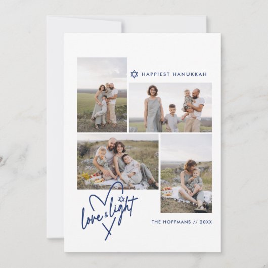 Liefde & Licht Hart Chanoeka 4 Fotokaart Feestdagenkaart (Voorkant)