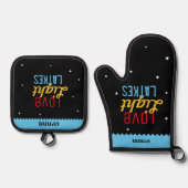 Liefde Licht Latkes Chanoeka Grappige Hebreeuwse N Ovenwant & Pannenlap Set (Voorkant)