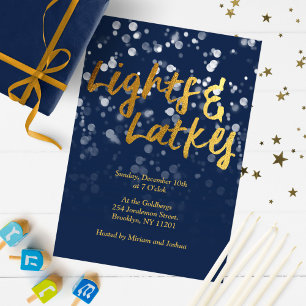 Liefde & Licht Nep Folie Bokeh Hanukkah Diner Kaart