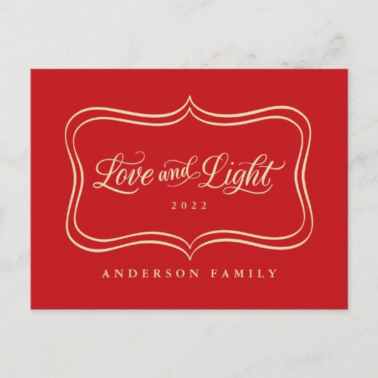 Liefde & lichte klassieke gouden Lijst Feestdagenkaart (Voorkant)