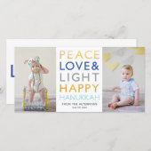 Liefde & Lichte Typografie Hanukkah-fotokaart (Voorkant / Achterkant)