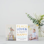 Liefde & Lichte Typografie Hanukkah-fotokaart (Staand voorkant)