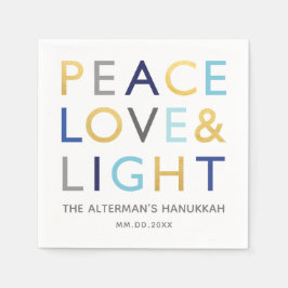 Liefde & Lichte Typografie Hanukkah Holiday Gold B Servet