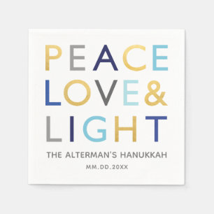 Liefde & Lichte Typografie Hanukkah Holiday Gold B Servet