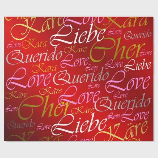 Liefde, liebe, kara, cher, käre, querido, text, ro cadeaupapier (Vlak)