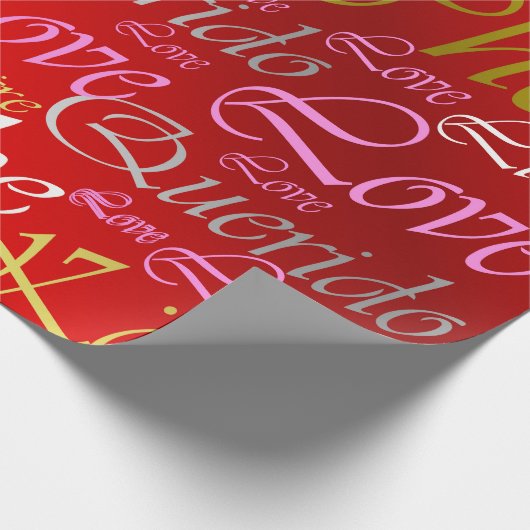 Liefde, liebe, kara, cher, käre, querido, text, ro cadeaupapier (Hoek)