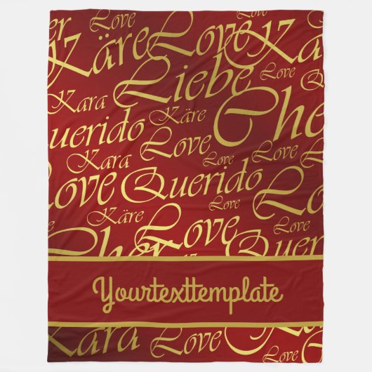 Liefde, liebe, kara, cher, käre, querido, text, ro fleece deken (Voorkant)