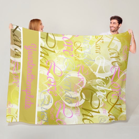 Liefde, liebe, kara, cher, käre, querido, text, ro fleece deken (In situ)