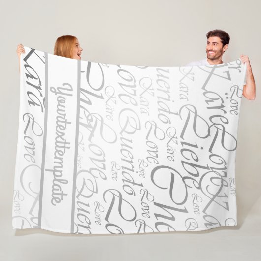 Liefde, liebe, kara, cher, käre, querido, text, ro fleece deken (In situ)