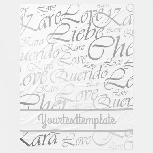 Liefde, liebe, kara, cher, käre, querido, text, ro fleece deken (Voorkant)