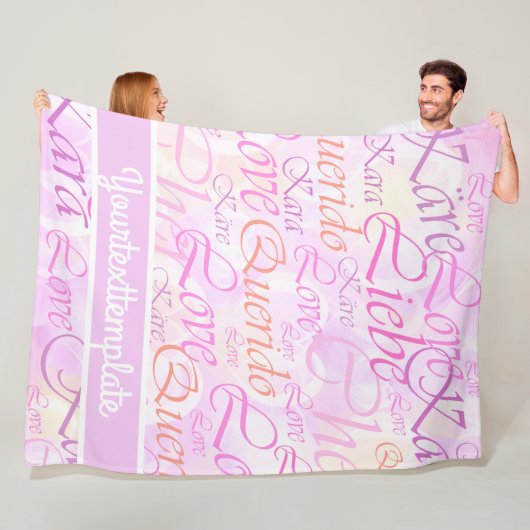 Liefde, liebe, kara, cher, käre, querido, text, ro fleece deken (In situ)
