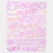 Liefde, liebe, kara, cher, käre, querido, text, ro fleece deken (Voorkant)
