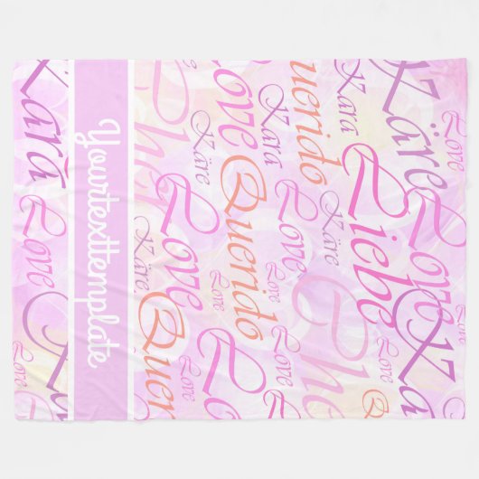 Liefde, liebe, kara, cher, käre, querido, text, ro fleece deken (Voorkant (Horizontaal))