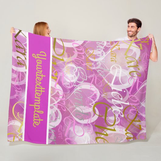 Liefde, liebe, kara, cher, käre, querido, text, ro fleece deken (In situ)